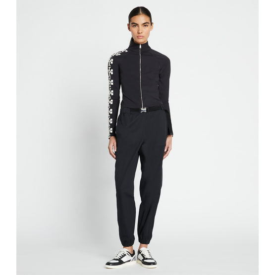 Belted Poplin Jogger - Black