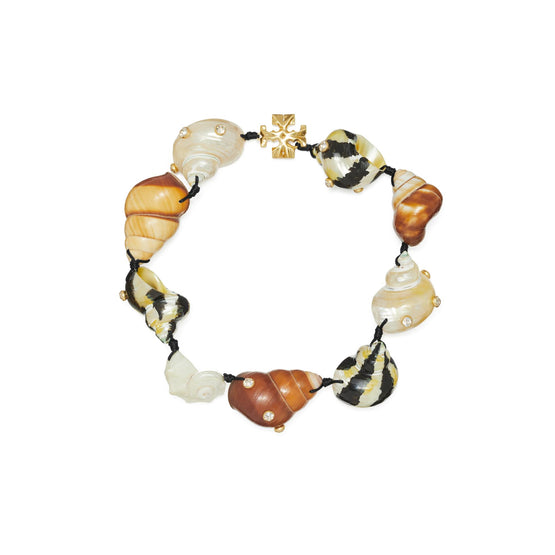 Shell Statement Necklace - Rolled Light Brass/Multi