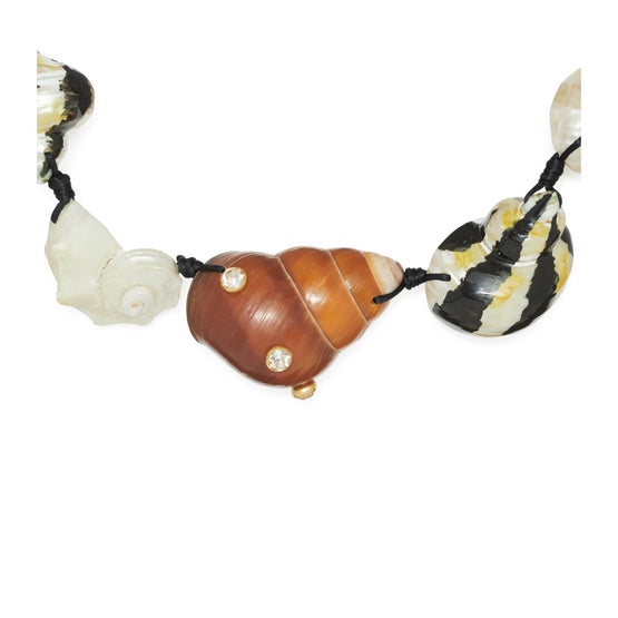 Shell Statement Necklace - Rolled Light Brass/Multi