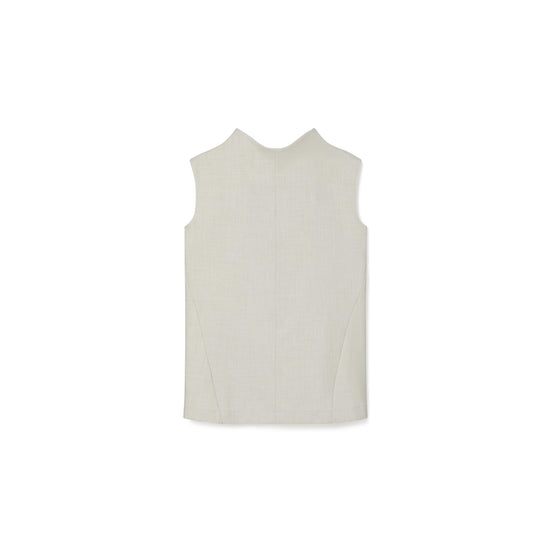 Funnel Neck Drapey Melange Tank - Light Gray Melange
