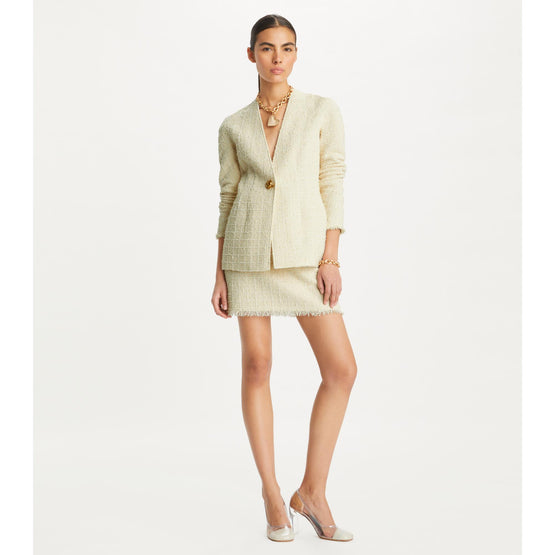 Tweed Mini Skirt - White/Ivory