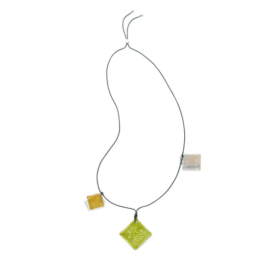Resin Logo Long Necklace - Light Silver/Dark Green/Multi