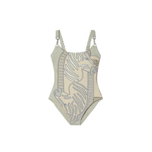 Printed Clip Tank Suit - Khaki Zebra Scarf