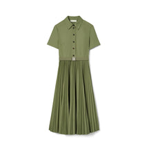 Poplin Pleated Shirtdress - Eucalyptus