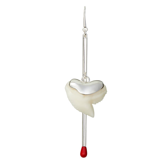Matchstick Shark Tooth Earring - Light Silver/Ivory/Black