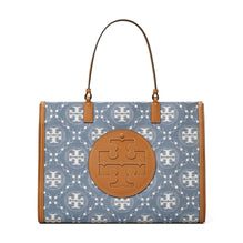 Ella T Monogram Denim Tote - Denim/Multi