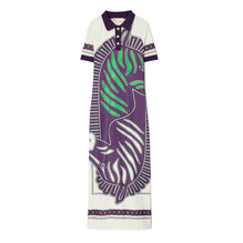 Printed Mesh Polo Dress - Purple Zebra Scarf