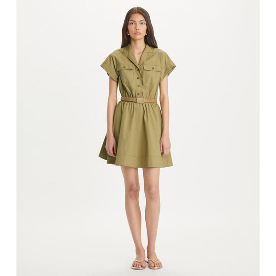 Cotton Poplin Shirtdress - Moss