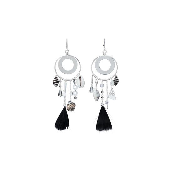 Galaxy Hoop Earring - Light Silver/Black