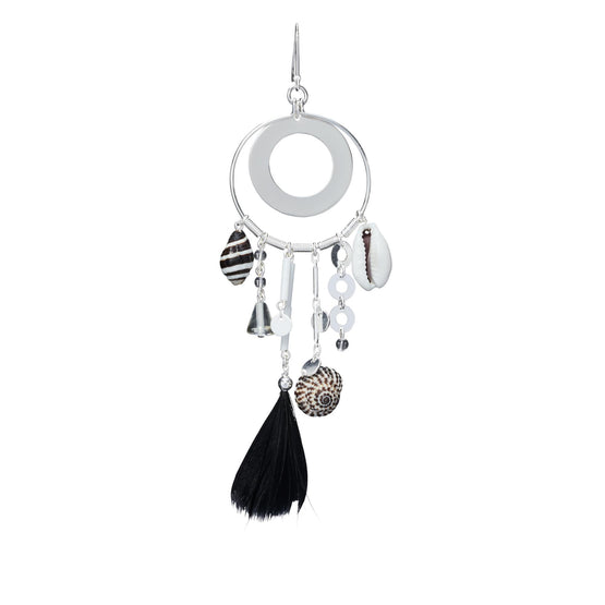 Galaxy Hoop Earring - Light Silver/Black