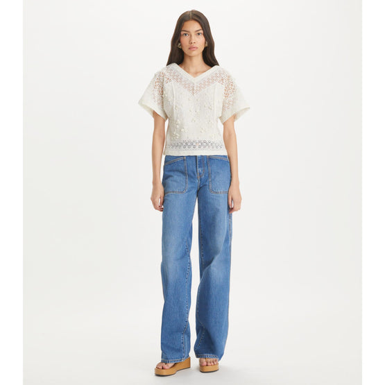Embroidered Linen Top - Ivory