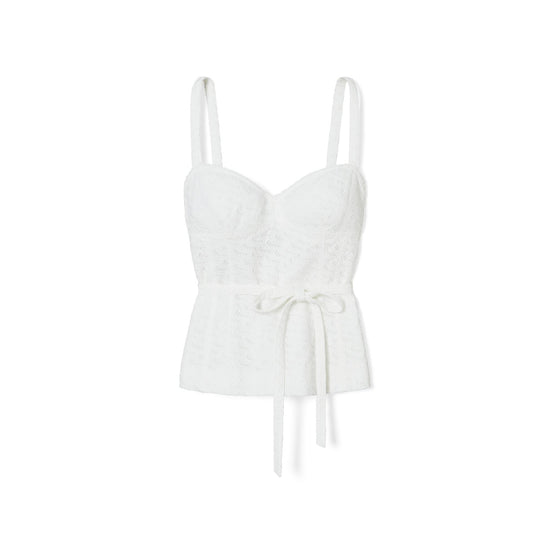 Embroidered Cotton Broderie Anglaise Cotton Top - White