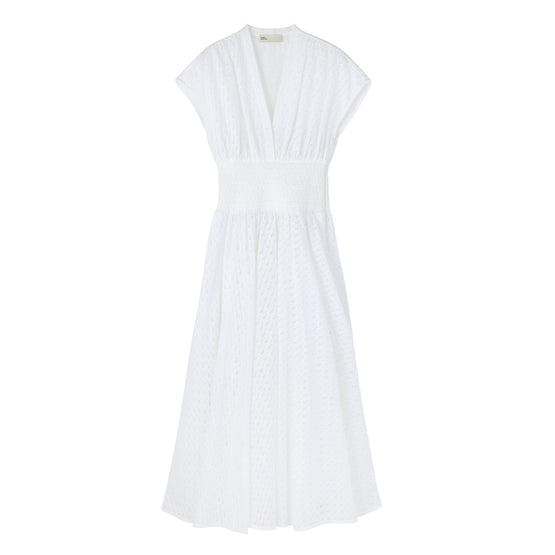 Embroidered Cotton Dress - White