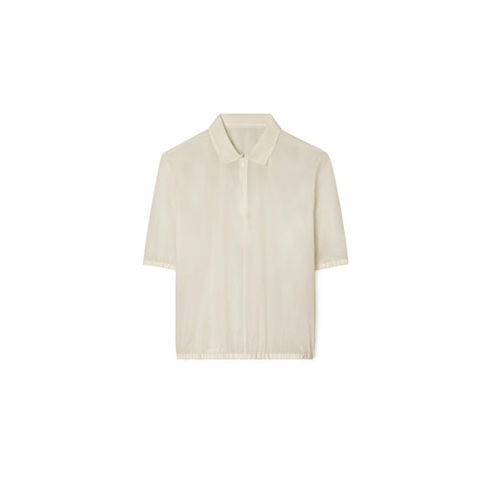 Poplin Zip Polo - Pale Sandstone