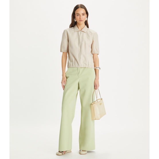 Poplin Zip Polo - Pale Sandstone