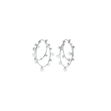 Crystal Double Hoop Earring - Tory Silver/Pearl/Crystal