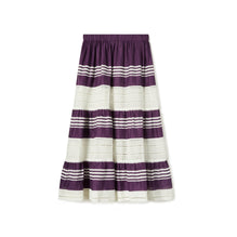 Stripe Cotton Midi Skirt - Deep Purple