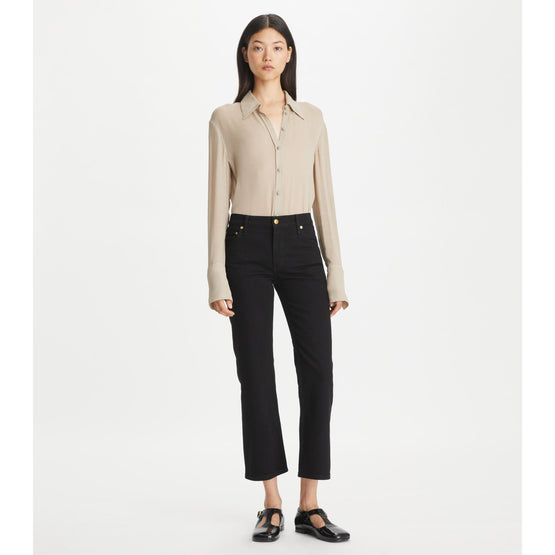 Cropped Kick Flare - Black Rinse Wash