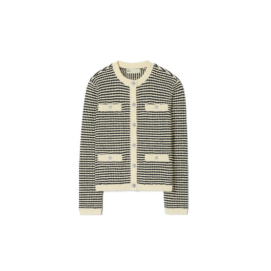 Kendra Cotton And Nylon Cardigan - Medium Navy/French Cream