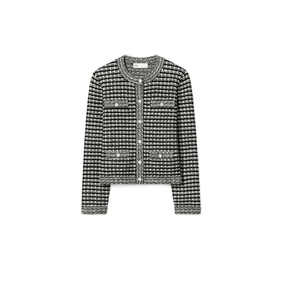 Kendra Jacquard Cardigan - Black/Ivory