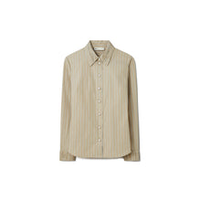 Striped Poplin Shirt - Taupe/Green