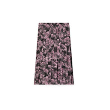 Printed Pleated Silk Skirt - Pink Pixel Floral