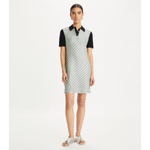 Silk Front Polo Dress - Medium Navy/Blue Mini Zebra