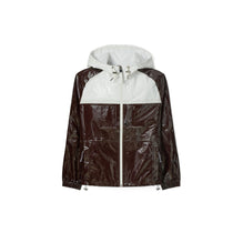 Cotton Zip Hooded Anorak - Patent Bordeaux/Sport White