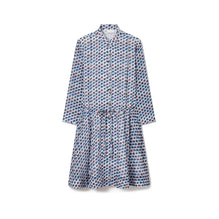 Printed Silk Cotton Mini Shirt Dress - Blue Candy Dots