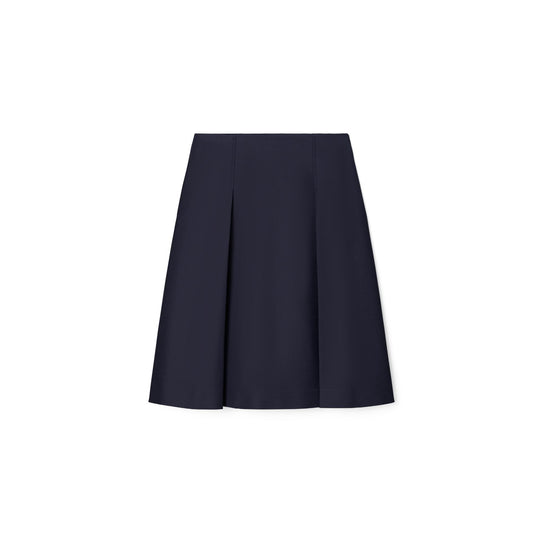 Pleated Twill Skirt - Medium Navy