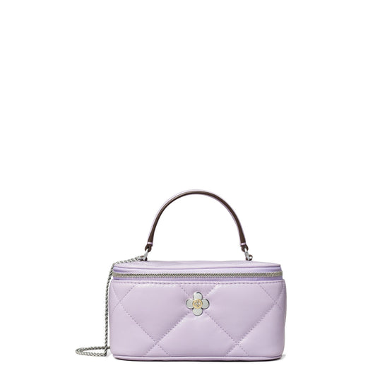Kira Diamond Quilt Clover Vanity Case - Purple Heather