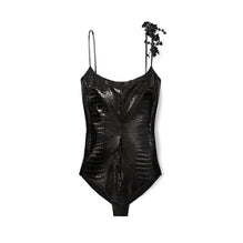 Faux Croc Bodysuit - Black