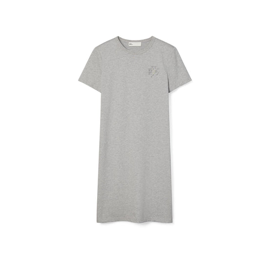 Crystal-Embellished Jersey T-Shirt Dress - Gray Melange