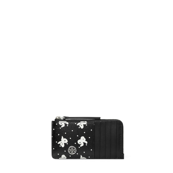 Robinson Printed Zip Card Case - Black Tossed Bow