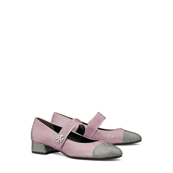Cap-Toe Mary Jane Pave Heel Ballet 25mm C-Width - Gray Stone/Sparkle Pink