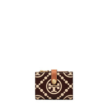 T Monogram Contrast Embossed Bi-Fold Wallet - Maroon/New Cream