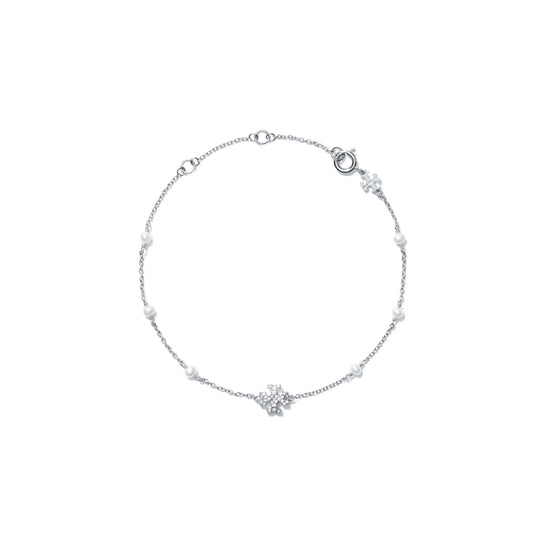 Delicate Kira Pearl Bracelet - Tory Silver/Crystal/Pearl