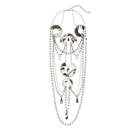 Bead And Resin Necklace - Antique Tory Silver/Multi
