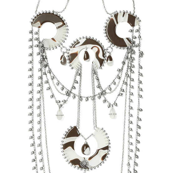 Bead And Resin Necklace - Antique Tory Silver/Multi