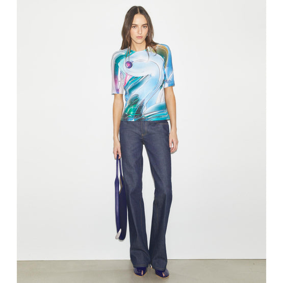 Printed Cotton T-Shirt - Blue Lucky Duck