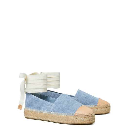 Cap-Toe Platform Espadrilles - Blue Cloud/Naturale