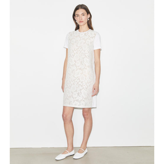 Corded Lace T-Shirt Dress - White