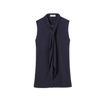 Sleeveless Bow Blouse - Medium Navy