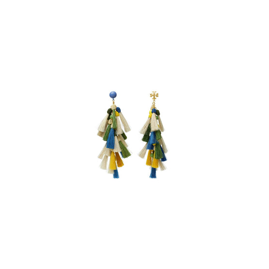 Tassel Earring - Rolled Brass/Blue/Ivory/Yellow/Green
