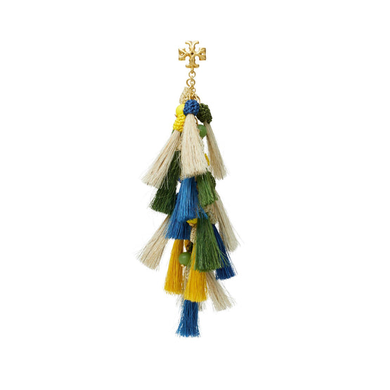 Tassel Earring - Rolled Brass/Blue/Ivory/Yellow/Green