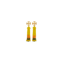 Roxanne Beaded Tassel Earring - Rolled Brass/Yellow Multi