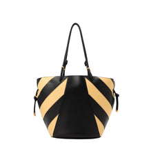Spaghetti Strap Striped Tote - Warm Butter/Black